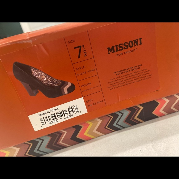 MISSONI For Target Womens Suede Pump Zig-Zag Black Brown Tan Size 7.5 Heels - Picture 2 of 9